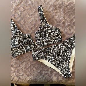 Shein black and white spotted bikini set
